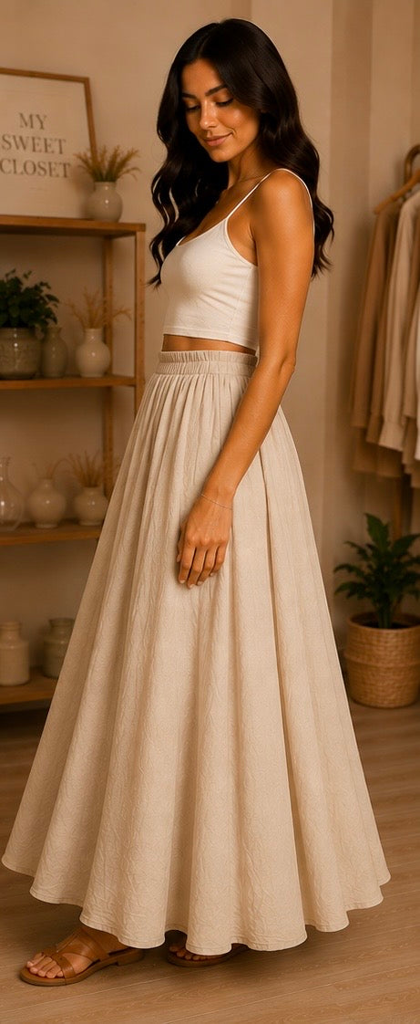 Jupe longue ample en coton - Chocolat My Sweet Closet