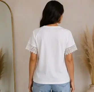 T-shirt blanc à manches dentelle My Sweet Closet
