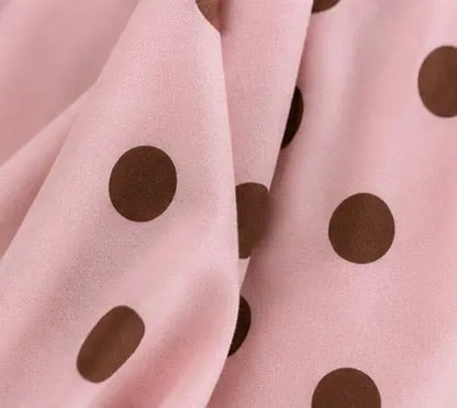 Pantalon palazzo rose à pois marron - Taille unique (34 à 40) My Sweet Closet