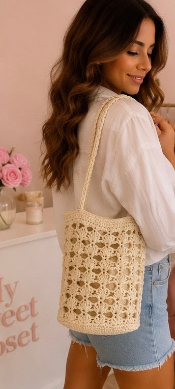Sac seau en crochet écru - Esprit bohème My Sweet Closet