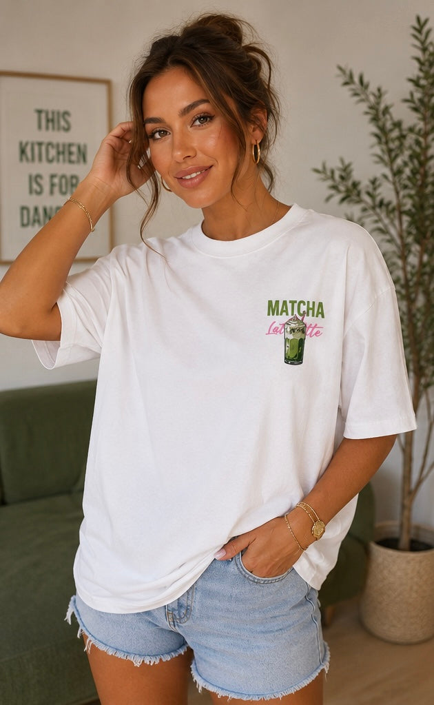 T-shirt Matcha Latte Oversize blanc My Sweet Closet
