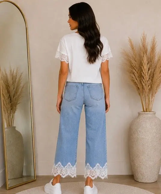 Jean 7/8 en dentelle bleu clair My Sweet Closet