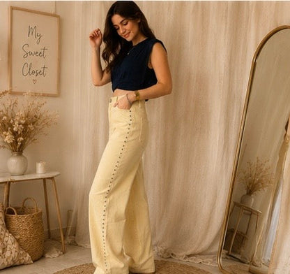 Jean wide leg clouté femme My Sweet Closet