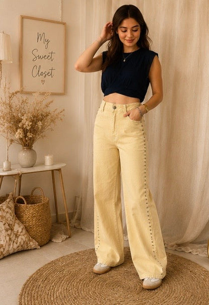 Jean wide leg clouté femme My Sweet Closet