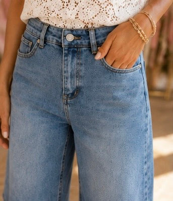 Bermuda long en jean femme bleu - Coupe large My Sweet Closet