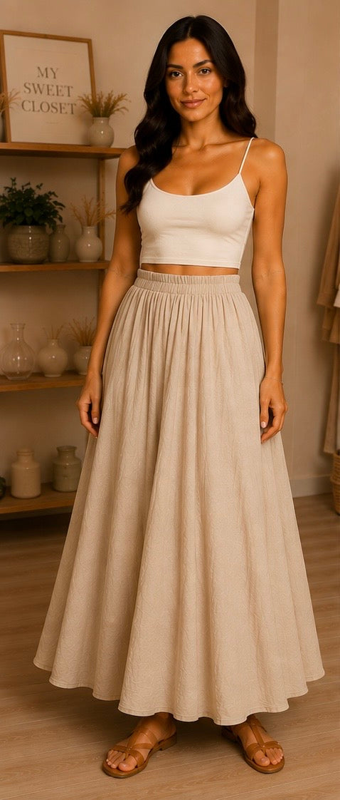 Jupe longue ample en coton - Chocolat My Sweet Closet
