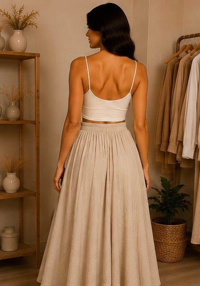 Jupe longue ample en coton - Chocolat My Sweet Closet