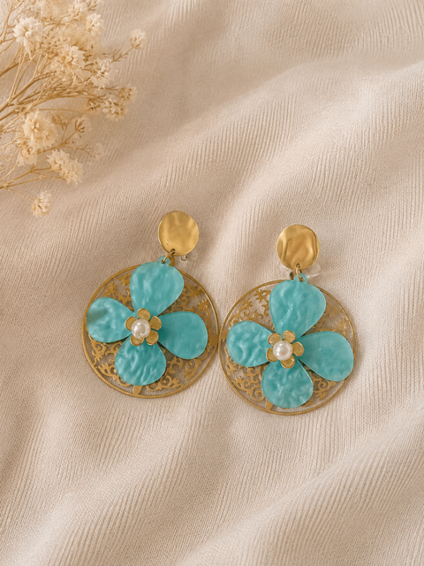 Boucles d'oreilles pendantes fleur & perle My Sweet Closet