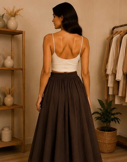 Jupe longue ample en coton - Chocolat My Sweet Closet