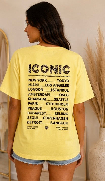 T-shirt iconic femme jaune imprimé léopard My Sweet Closet