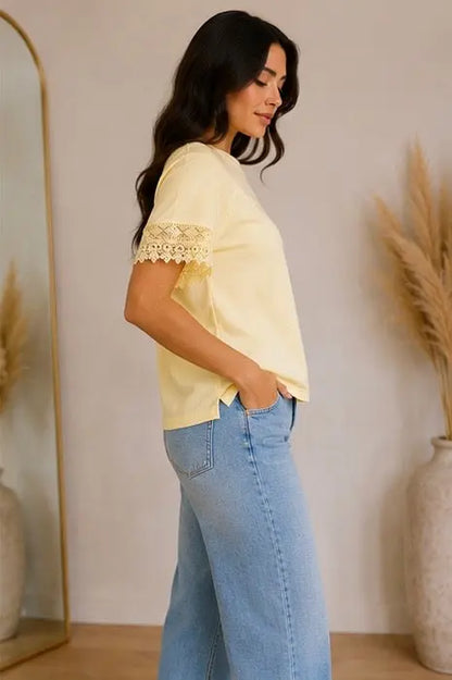 T-shirt jaune à manches dentelle My Sweet Closet