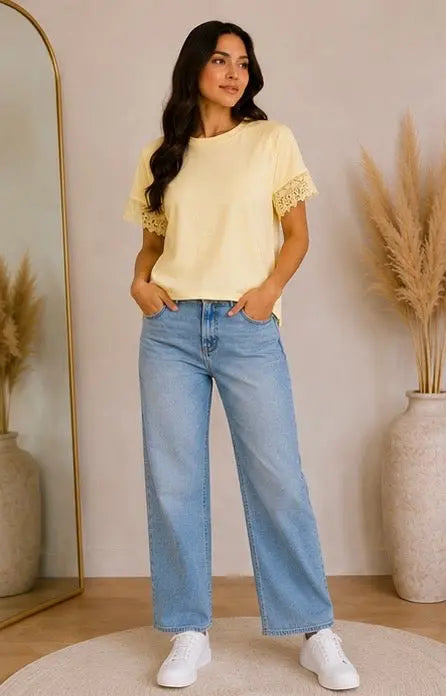 T-shirt jaune à manches dentelle My Sweet Closet