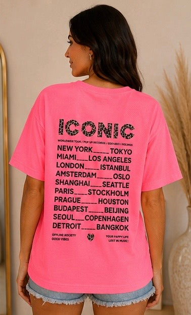 T-shirt iconic femme rose fluo imprimé léopard My Sweet Closet