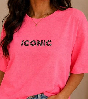 T-shirt iconic femme rose fluo imprimé léopard My Sweet Closet