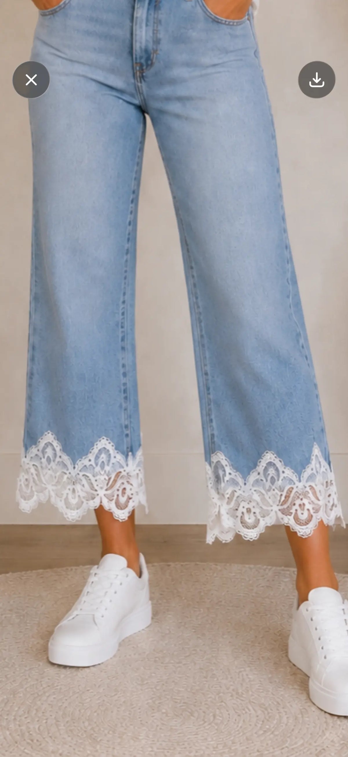Jean 7/8 en dentelle bleu clair My Sweet Closet